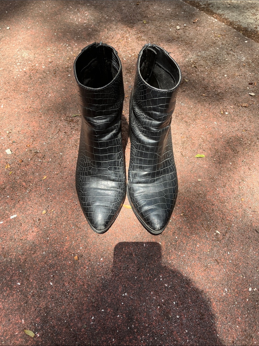 Steve Madden Black Croc Pointed Ankle Boots